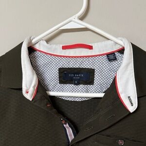 Ted Baker Olive Polo with White and Red Trim